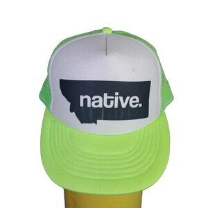Montana State Logo Native Snapback Mesh Trucker Hat Cap Lime Green Adjustable